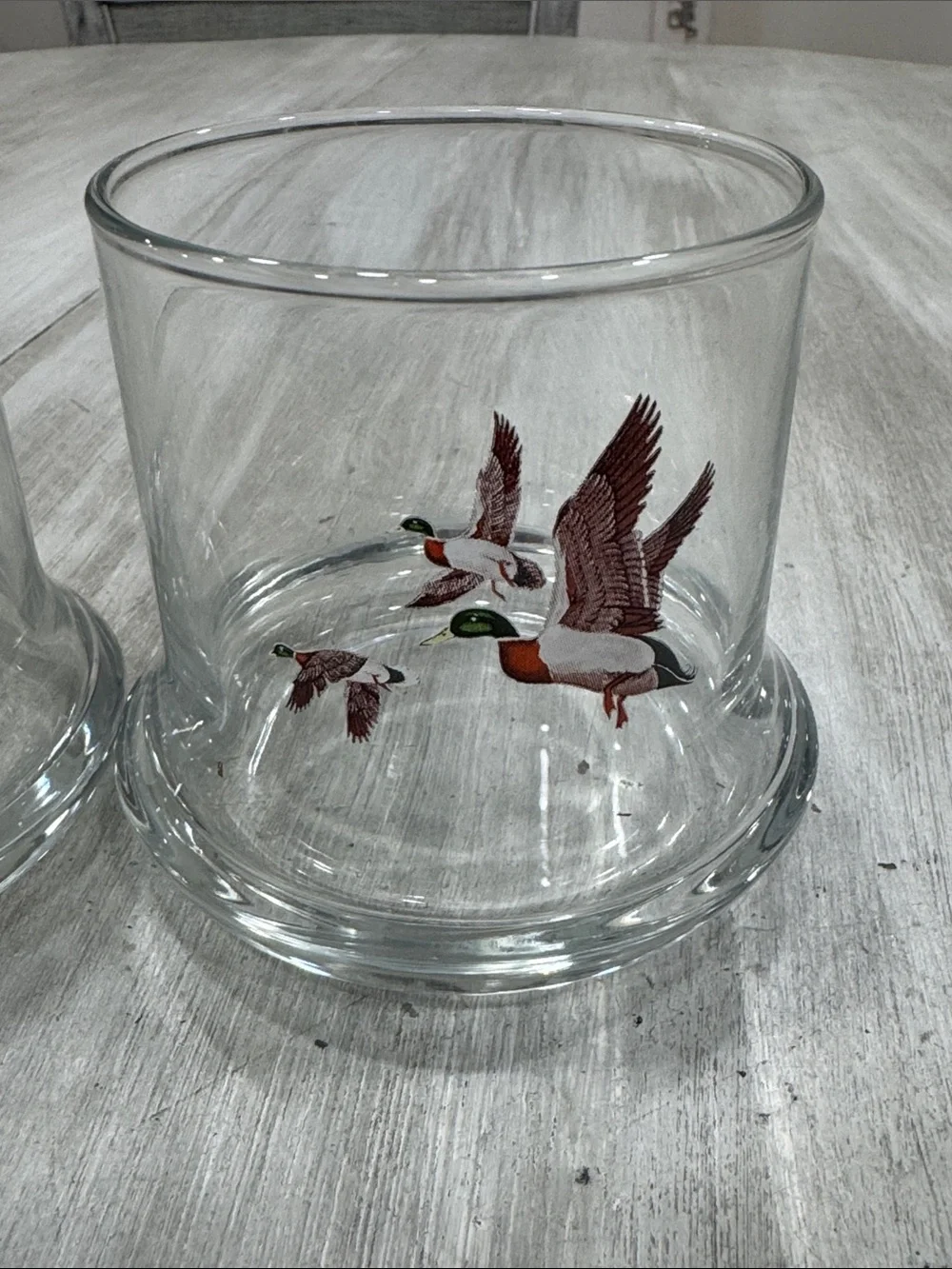 Vintage Avon Chesapeake Flying Mallard 8 oz Whiskey Glasses (2)